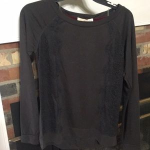 Grey long sleeve shirt with lace design